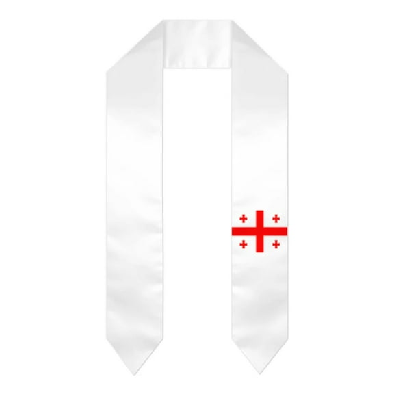 Graduation Sash Georgia Flag Georgian Cool scarf Shawl Stole Sapphire Blue with Star Stripe Bachelor Gown Accessory 180*14cm