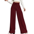 thumbnail image 1 of GYUJNB Summer Casual Pants for Women 2024 Women Casual Solid Color High Waist Drawstring Adjustable Waist Long Pants Loose Wide Leg Pants Stretchy Work Pants For Women,Red, 1 of 6
