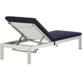 thumbnail image 4 of Modway Shore Outdoor Patio Aluminum Chaise with Cushions in Silver Navy, 4 of 6