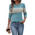 thumbnail image 1 of Blusas de Larga con Bloques de Color para Mujer, Conjuntos de Otoño, Suéteres de Invierno y Moda de Principios de Otoño. Azul L, 1 of 9