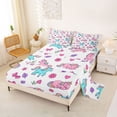 thumbnail image 2 of Metsweet Sweet Unicorn Queen Sheets 4 Pieces, Cartoon Bow Flowers Queen Sheet Sets,1 Fitted Sheet, 1 Flat Sheet and 2 Pillowcases, 2 of 5