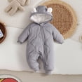 thumbnail image 2 of Baby Winter Fleece Lined Romper Bear Ear Hooded Quilted Snowsuit Full Zipper Warm Jumpsuit Outfit, 2 of 6