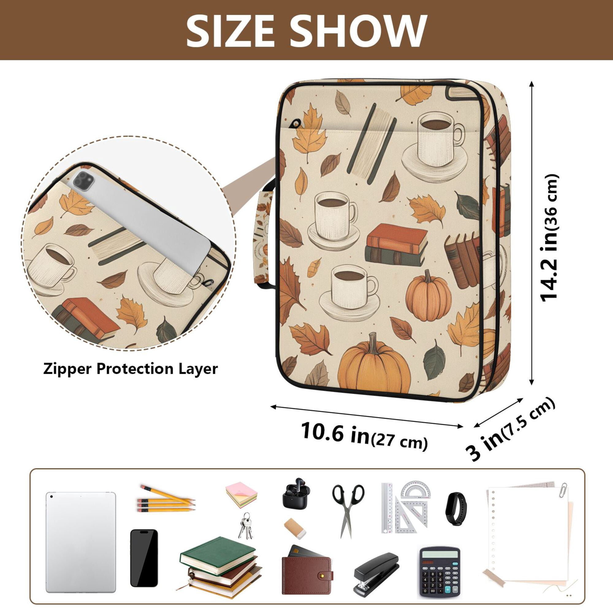 FORMRS Accordion File Folder A4 Size 7-Pocket Expanding Document Organizer Bag with 3 Ring Binder, Fall Book