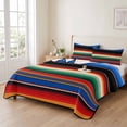 thumbnail image 2 of King Quilt Set 96''x106'', Colorful Striped Lightweight Summer Bedspread Coverlet Set with 2 Pillow Shams, Boho Rainbow Abstract Stripes Art Breathable All Season Quilt Bedding for Bedroom/Guest Room, 2 of 9