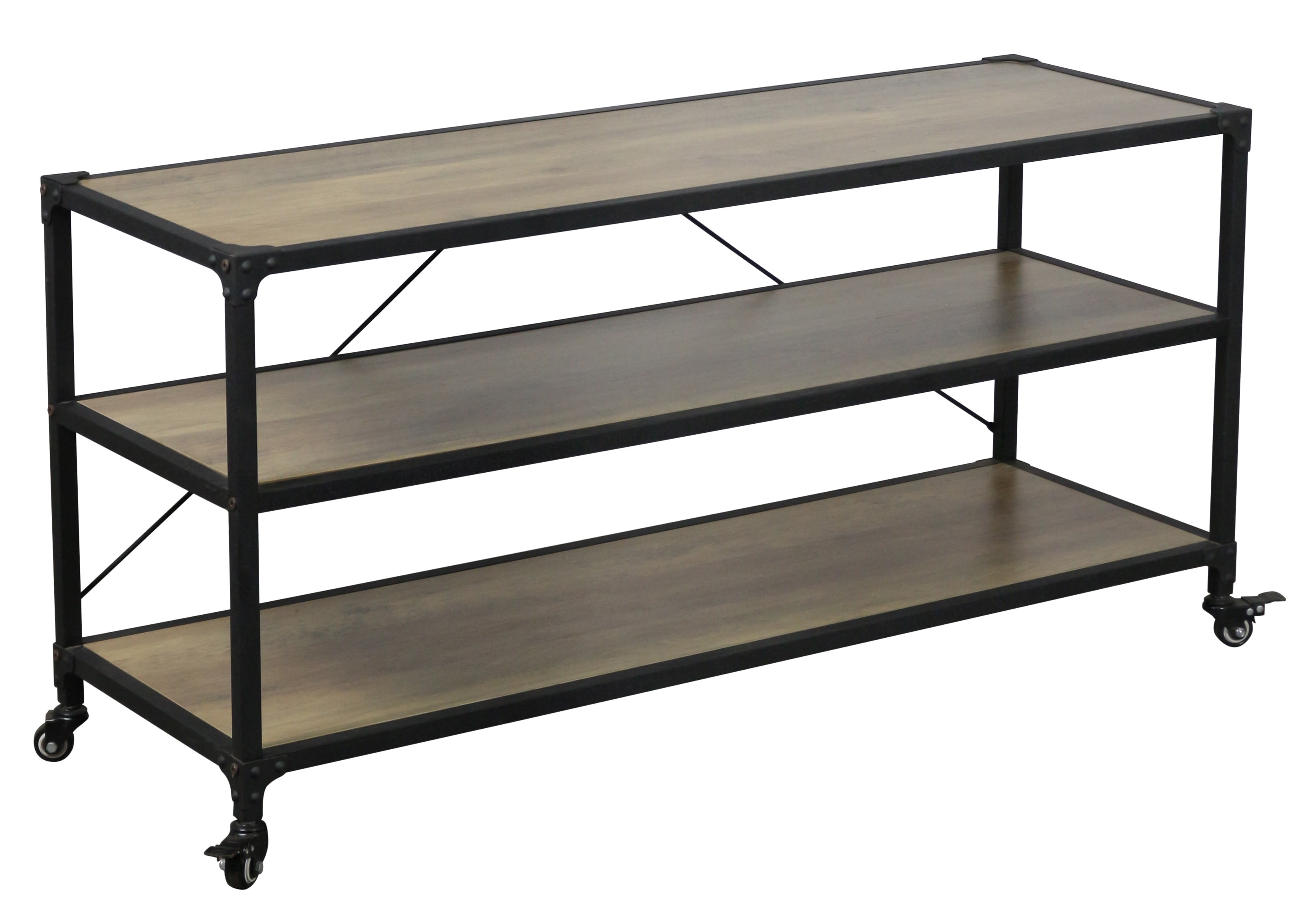 Modway Vivify Industrial Modern Two Tiered Serving Stand Rolling Cart in Gray Walnut 