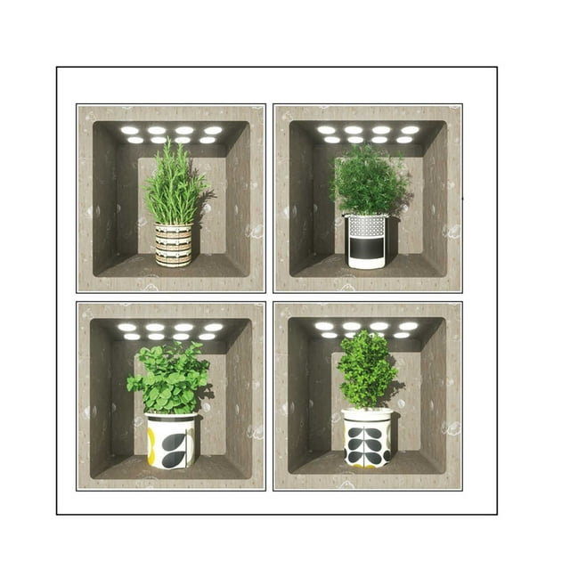 Fiudx Adhesivo de Pared de Planta En Maceta, Autoadhesivo de Pvc, Fácil de Despegar y Pegar, Decoración Personalizable para El Hogar, Apto para Superficies Lisas, Decoración Diy, Incluye 1 Juego.
