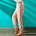 thumbnail image 3 of QLEICOM Womens Slacks Women's Relaxed Fit Straight Leg Pants Fashion Summer Loose Cotton And Linen Pocket Solid Trousers Pants Work Cargo Casual Pants Wide Leg Pants Relaxed Fit Trousers Pink M, 3 of 6
