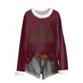 thumbnail image 2 of FDGIU Women's Christmas Sweater, Faux Fur & V-Neck Pullover, Festive Holiday Print Long Sleeve Tops 2025, 2 of 6