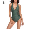 thumbnail image 2 of Naiovety Traje de baño de poliéster de aplicación amplia para mujer con traje de baño de una pieza con costuras finas, traje de baño Push Traje de baño Verde S, 2 of 6