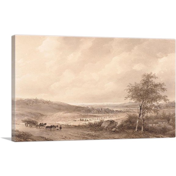 ARTCANVAS Landscape Between Calais And Boulogne Canvas Art Print by Andreas Schelfhout - Size: 18" x 12" (1.50" Deep)