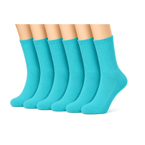 Comfort Crew Socks 6 Pairs for Women, Soft Breathable Stretch Socks, Non Binding Comfortable Fit for Work, Walking & Everyday Wear, Size 7-9