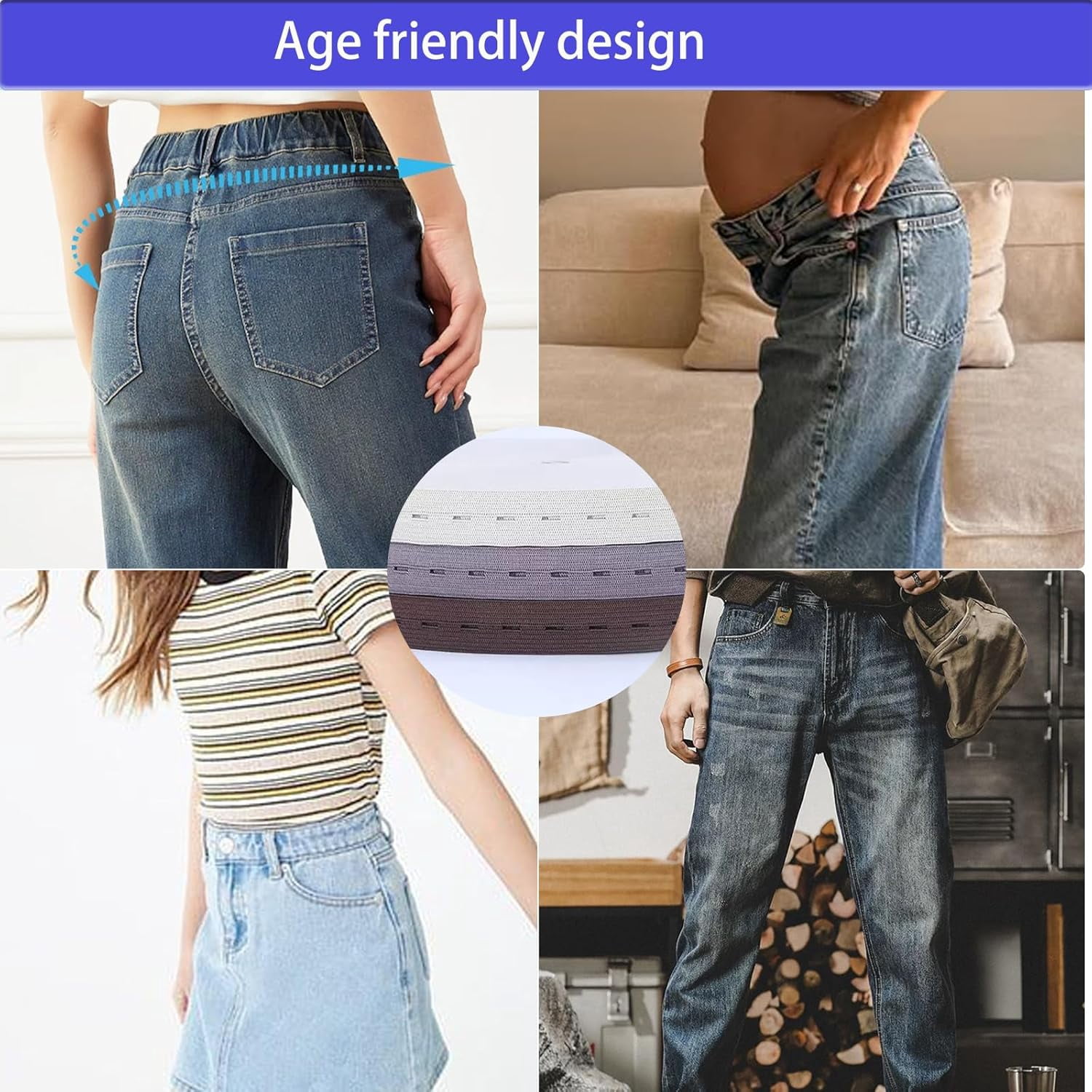 12 Pcs Waist Tightener for Pants Women Loose Jeans Adjustable Elastic Jeans Button Tightener for Waist Tightener,Button Holes Pants Waist Extender Elastic Waist Extenders for Pants Women Men Kids