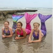 Sun Tail Mermaid Swim Set; Bahama Pink Mermaid Tail + Pink Monofin for Swimming; size - Teen/Adult Medium (JM)