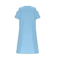 thumbnail image 7 of Busydd Dresses for Teens 5-15 Years Casual Summer Solid Color off Shoulder T Shirt Dress Trendy Round Neck Short Sleeve Girl Dresses with Pockets 9-10 Years, 7 of 7