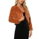 thumbnail image 4 of CHAQUETA CORTA ABIERTA INSPIRADA EN CHIC PARA MUJER, BOLERO DE FALSO PIEL DE MANGA LARGA, ABRIGO DE INVIERNO XL CARAMELO, 4 of 6