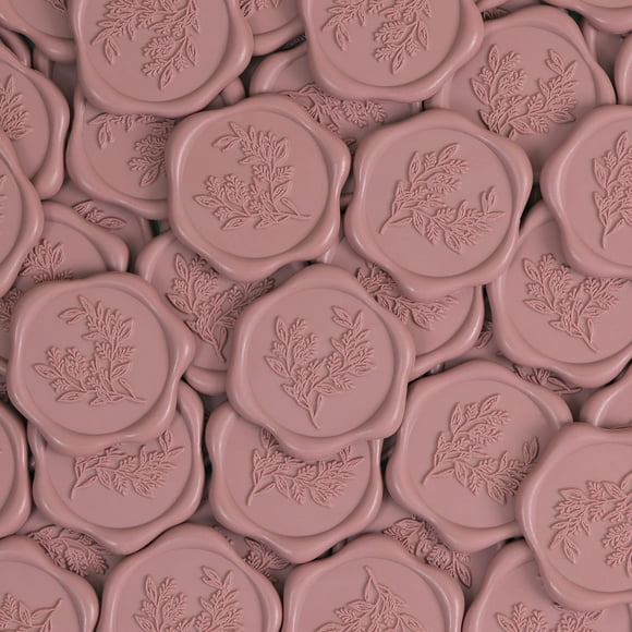 Pegatinas UNIQOOO con sello de cera, 50 unidades, color malva polvoriento, 3 cm