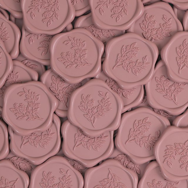 Pegatinas UNIQOOO con sello de cera, 50 unidades, color malva polvoriento, 3 cm