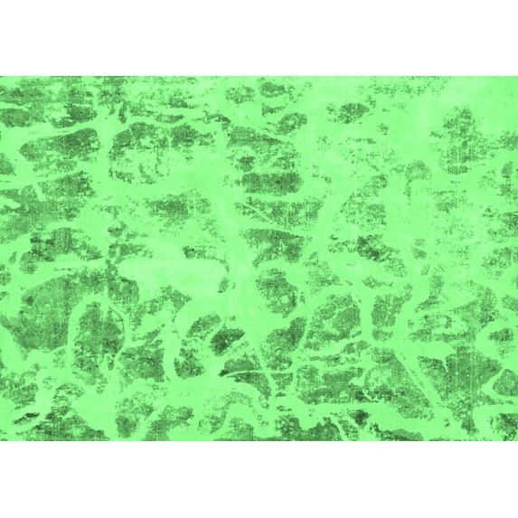Ahgly Company Indoor Rectangle Abstract Emerald Green Modern Area Rugs, 8' x 10'