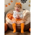 thumbnail image 5 of RUINIXCW Newborn Baby Girl My First Halloween Outfit Infant Girl Fall Winter Clothes Pumpkin Embroidery Long Sleeve Romper Plaid Skirt Headband Socks, 5 of 10