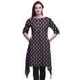 thumbnail image 1 of Bimba Kurti Asymétrique Noir à Imprimé Floral en Blocs pour Femmes, Robe d'Été Indienne Tunique XXX-Large, 1 of 6