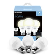 Merkury Innovations A19 Smart Light Bulb, 60W Dimmable White LED, Requires 2.4GHz WiFi, 3-Pack