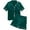 Dark Blue, variant on 2 Piece St Patrick's Day Pajamas Set For Women,Silk Loose Fit Short Sleeve Button-Up Shirt Loungewear - Casual Short Pants Breathable Comfort Pajama Set,Size:M
