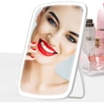 thumbnail image 3 of FeelGlad Makeup Mirror with Light, Lighted Vanity Mirror with Touch Screen, USB Rechargeable tabletop Makeup mirror, LED Brightness Adjustable, White, 3 of 6