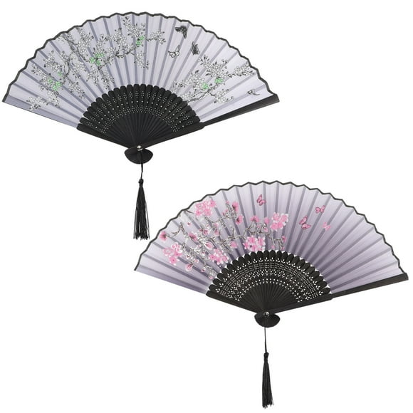 2pcs Retro Folding Fans Stage Performance Fans Dancing Fans Decorative Fans