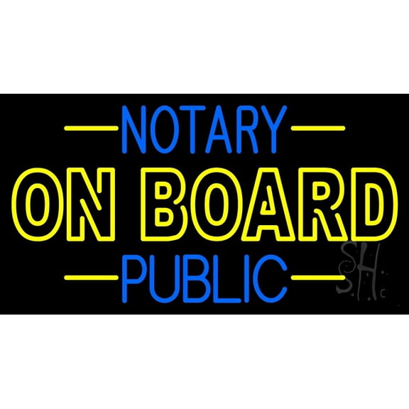Notary Public On Board LED Neon Sign 20 x 37 - inches, Black Square Cut Acrylic Backing, with Dimmer - Bright and Premium built indoor LED Neon Sign for Defence Force.