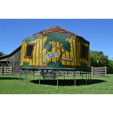 JumpPod 15 ft Round Trampoline with Detachable Tree House Tent Enclosure