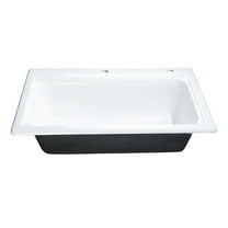Kingston Brass GT332292 Towne 33-Inch Cast Iron Self-Rimming Single Bowl Drop-In Kitchen Sink (2-Hole) in White