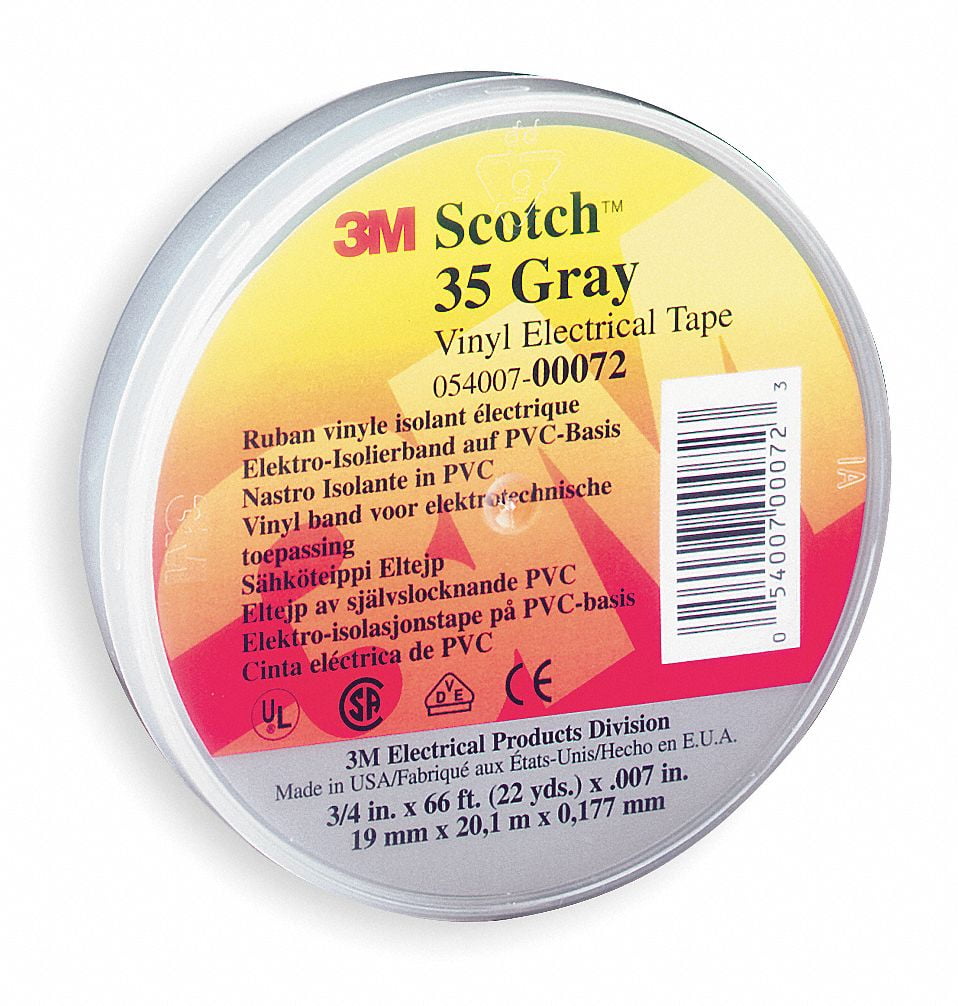 Scotch Elec Tape,66 ft Lx3/4 in W,7 mil,Gray  35-GRAY-3/4