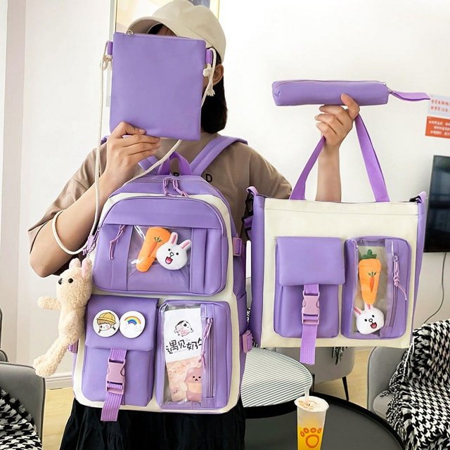 Mochila de gran capacidad para estudiantes de primaria, bolsa de maquillaje para estudiantes del campus, linda chica