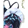 thumbnail image 6 of YEAHDOR Girls Ruffled Neck One Piece Swimsuit Floral Print Bodysuit Swimwear for Water Park Pool Swimming, 6 of 8