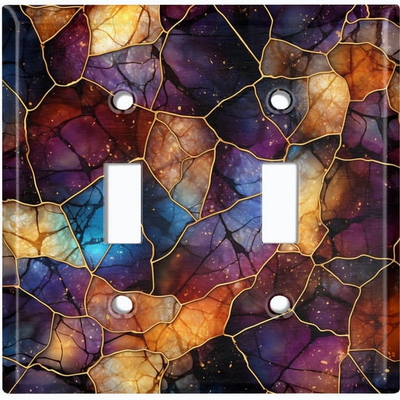 Metal Light Switch Wall Plate Outlet Cover (Printed Image of Galaxy Mosaic - Double Toggle)