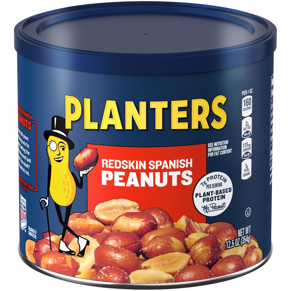 Planters Redskin Spanish Peanuts, 12.5 oz Canister