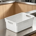 thumbnail image 5 of Plastic Storage Baskets,Storage Baskets for Shelves with Handle,Stackable Plastic Storage Baskets for Organizing,Organizer Bins,Organizer Containers Baskets for Cabinet,Closet, Office,White, 5 of 8