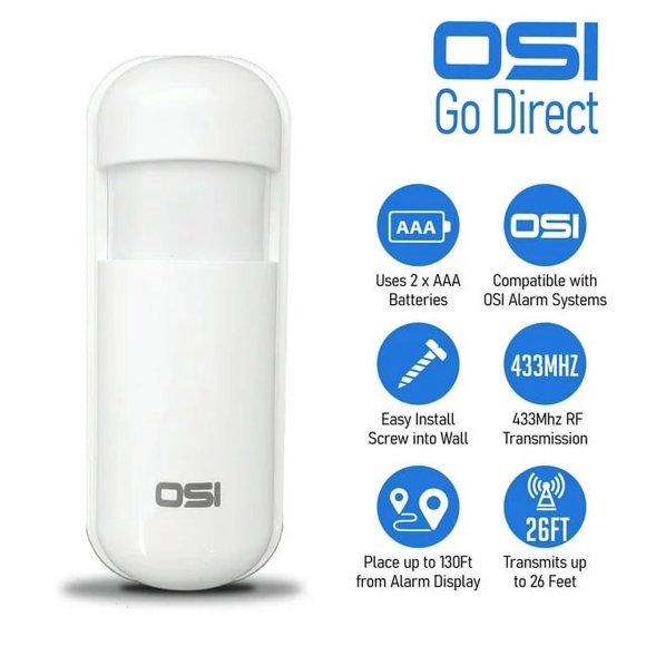 OSI Alarm Wireless PIR Motion Sensor, Accessory for OSI DIY Home Wi-Fi Alarm Kit , Wi-Fi Wireless PIR Motion Sensor