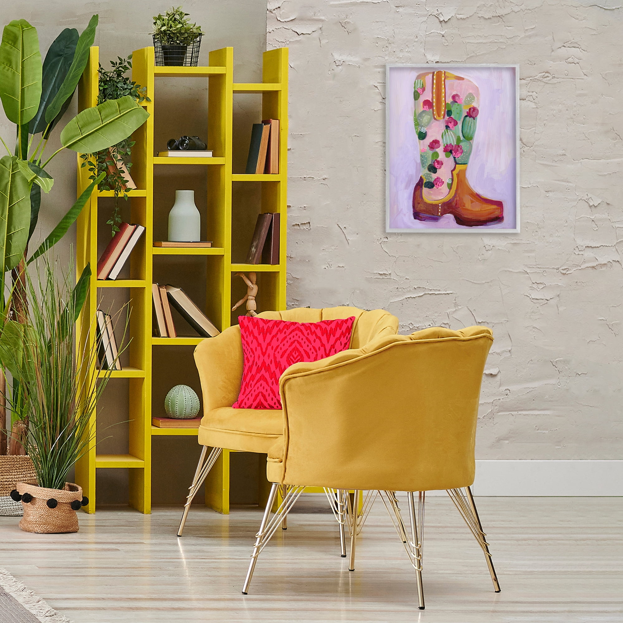 Desert Day Dream Boots Gray Framed Giclee Art, design by Ashley Davis