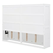 Bellemave Queen Murphy Bed Frame, Foldable Cube Cabinet Queen Size Platform Beds, Modern Wall Bed for Guest Room or Home Office(White)