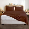 thumbnail image 4 of VEGAS HOTEL COLLECTION Amazon Coziest 4-PCs Sheet Set 600 TC World Finest Egyptian Cotton Guarantee! Deep Pocket 28" inch (Cal-King Size) Solid Chocolate Color, 4 of 6