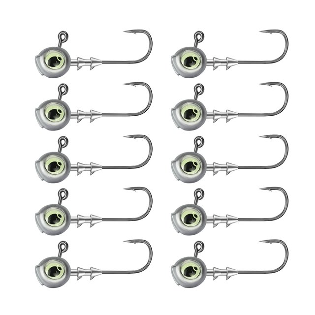 Ganchos Púas Pescado Gancos Señuelos Con Swimbait Heads 10 PPCs Ojo Acero Carbono para Pesca Dulce Y Salada