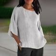 thumbnail image 4 of OverSized T Shirts for Women 2025 Summer Short Sleeve Crewneck Cotton Linen Casual Loose Plain Tshirt Womens T Shirts, 4 of 6