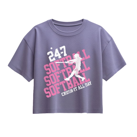 Instant Message - 24/7 Softball Short Sleeve Boxy Graphic T-Shirt