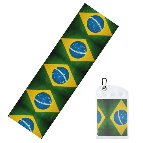 Brazilian Flag Cooling Towel Soft Breathable Ice Towel For Gym Yoga Workout Sport Camping Cruise (39.4"X11.8")