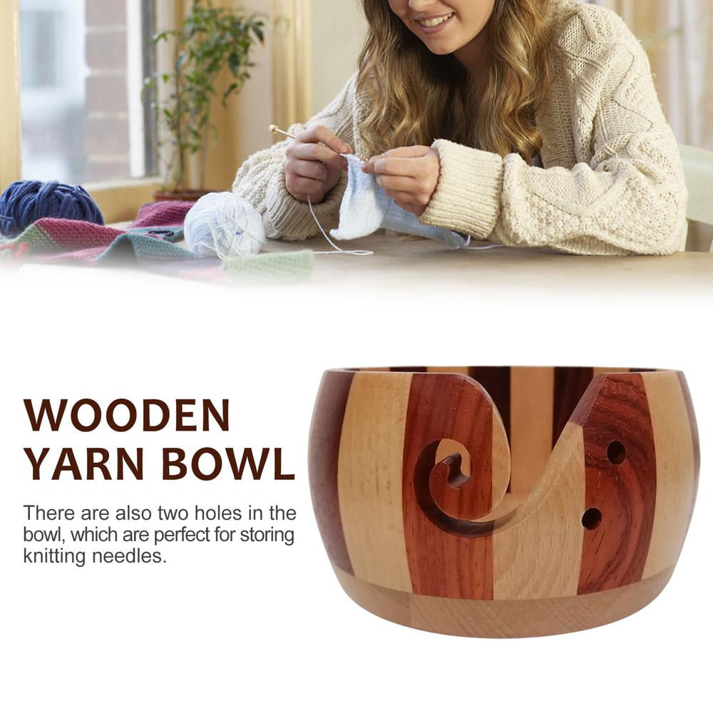 Mothers Day Special Wooden Yarn Bowl for Knitting and Crochet Large Size 6 X 3 Durable and Portable Yarn Storage for Knitters Beautiful Gift for Mom Grandmother 