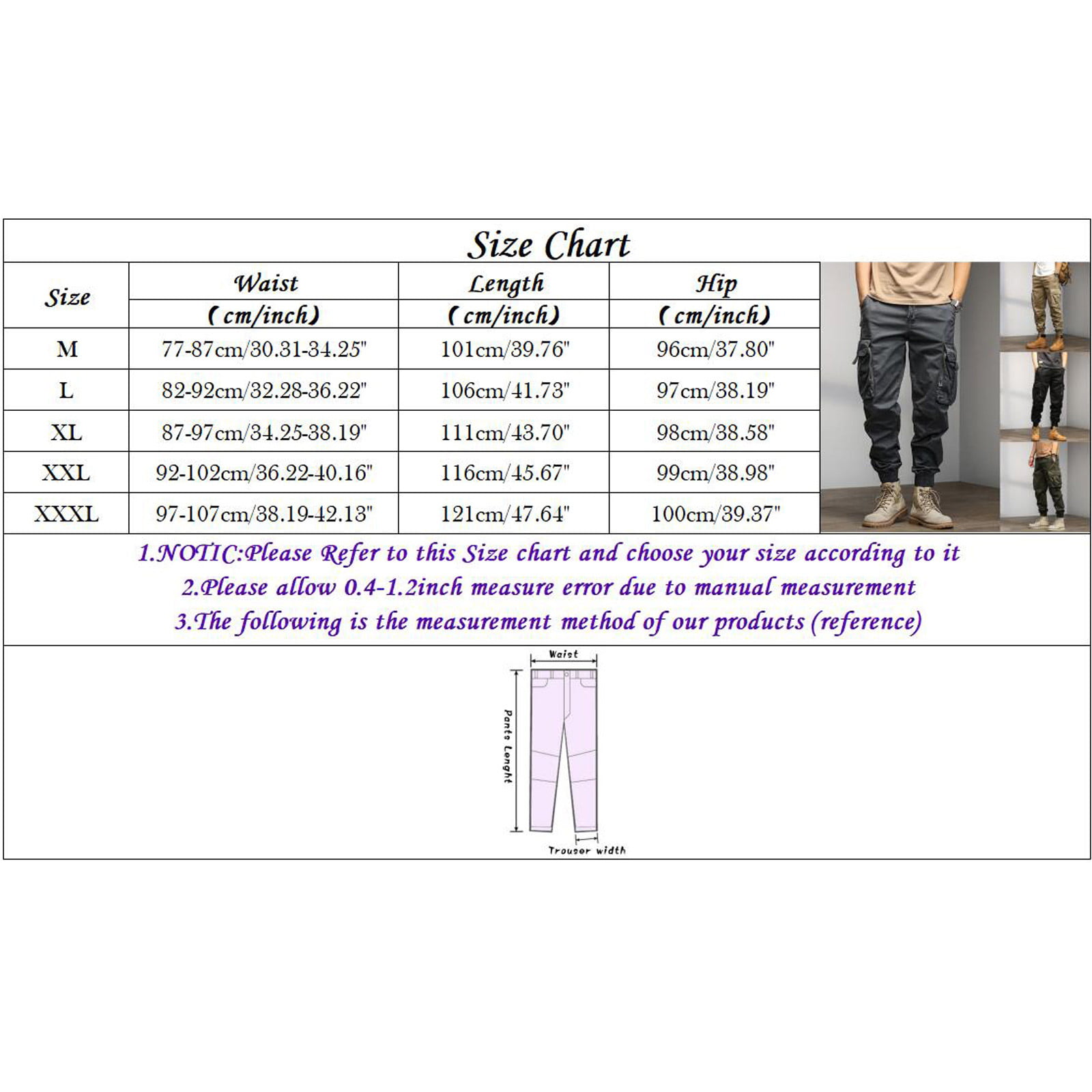 kpoplk Cargo Joggers Men,Mens Fashion Joggers Sports Pants Workout Trousers  Casual Cargo Pants(Khaki,XXL)