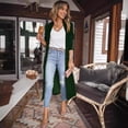 thumbnail image 2 of Long Coat Women Cardigan Coat Lapel Long Sleeve Open Front Golden Velvet Fabric Jacket Solid Color Mid-length Outerwear, 2 of 5