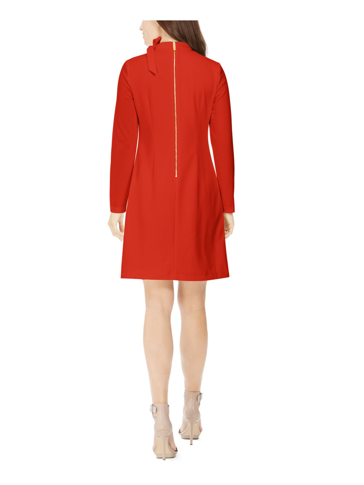 CALVIN KLEIN Womens Red Long Sleeve Above The Knee Shift Dress Size: 8 -  