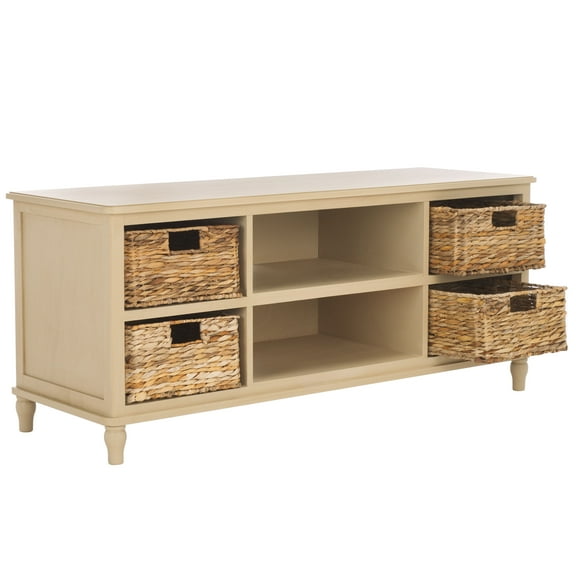 SAFAVIEH Rooney Farmhouse Entertainment Unit, Natural (47.2 in. W x 15.7 in. D x 20.1 in. H)